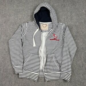 Vineyard Crew Full Zip Hoodie Mens S Striped Holden Beach NC Anchor Nautical